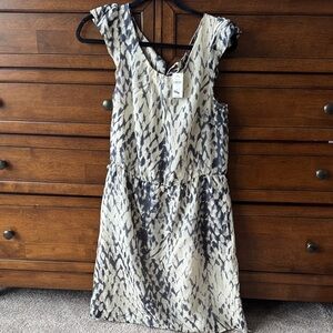 GAP Black and Cream Patterned Midi Dress